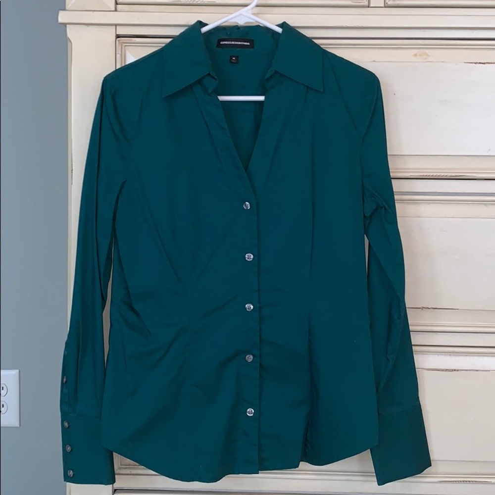 Forest green v neck button down. Never worn.